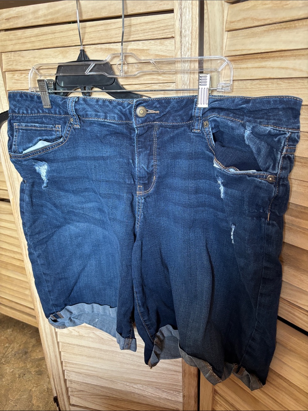 Time and Tru Dark Blue Distressed Women's Jean Shorts 18